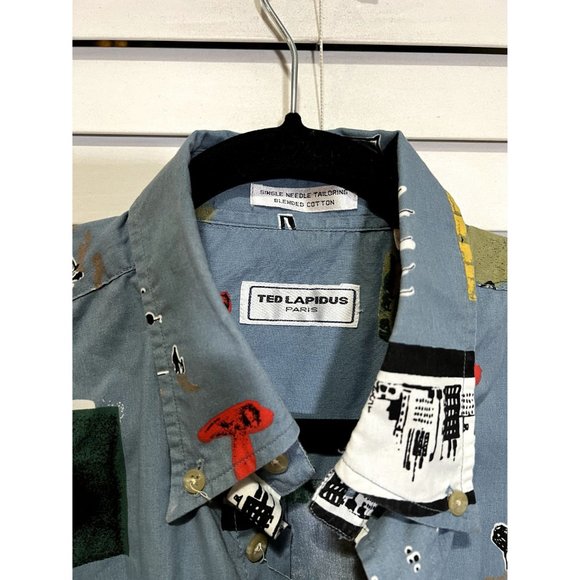 Vintage Ted Lapidus Paris Print Short Sleeve‎ Button Up Shirt - Size L - Picture 2 of 4